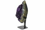 Amethyst Geode Section With Metal Stand - Uruguay #122024-1
